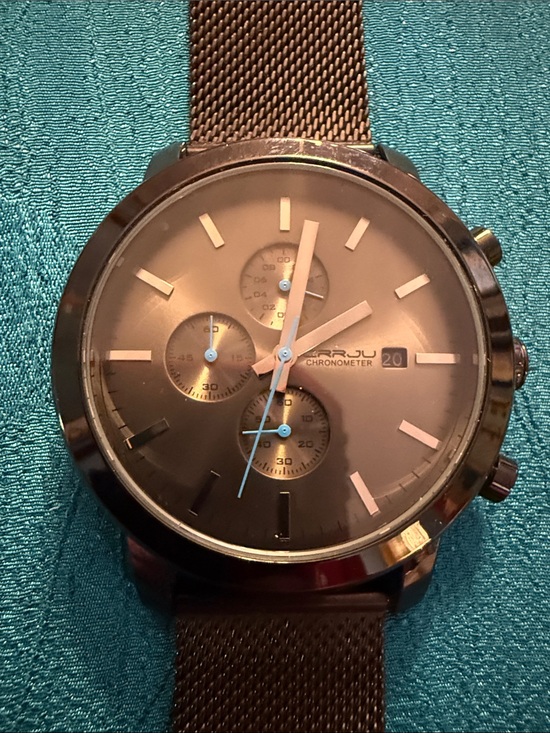 Other - Chronometer Men's Stainless Mesh Strap Watch - Brown Dial